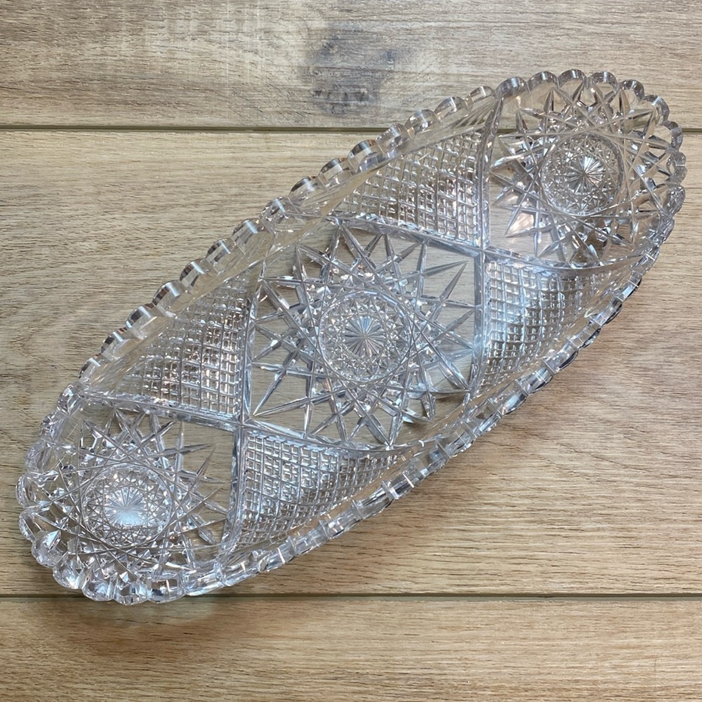 Vintage American Brilliant Cut Crystal Oval Dish